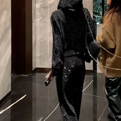 P hot diamond fashion high-end sports suit spring and autumn casual loose Korean version new thin sweater hat trousers two-piece set