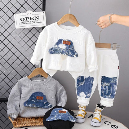 P baby spring and autumn split two-piece set of pure cotton