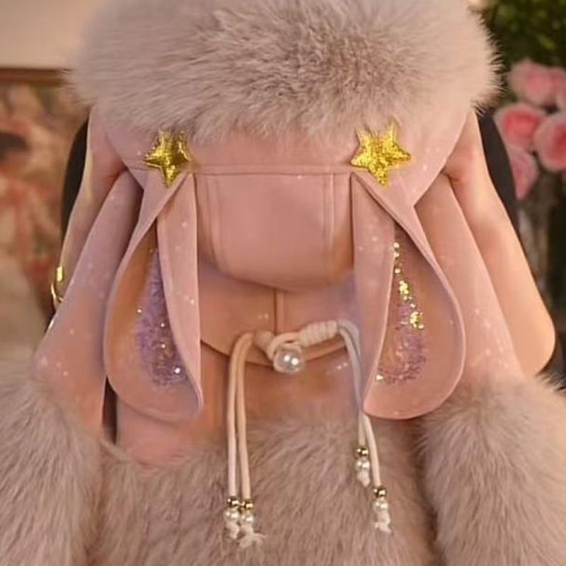 P girls' fur new autumn and winter thickened velvet winter foreign style top children's jacket trendy