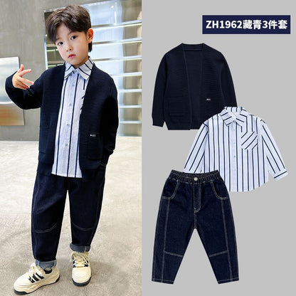 A Boys Autumn Children's Academy Set Three-piece Set (6-12 years old)