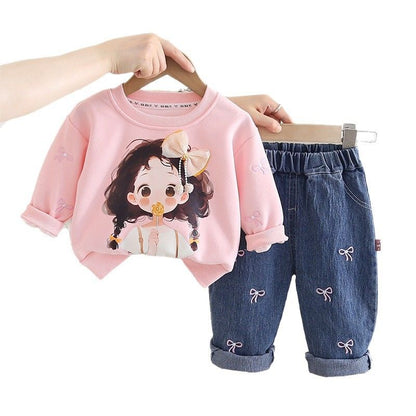 P baby girl denim two-piece autumn suit autumn