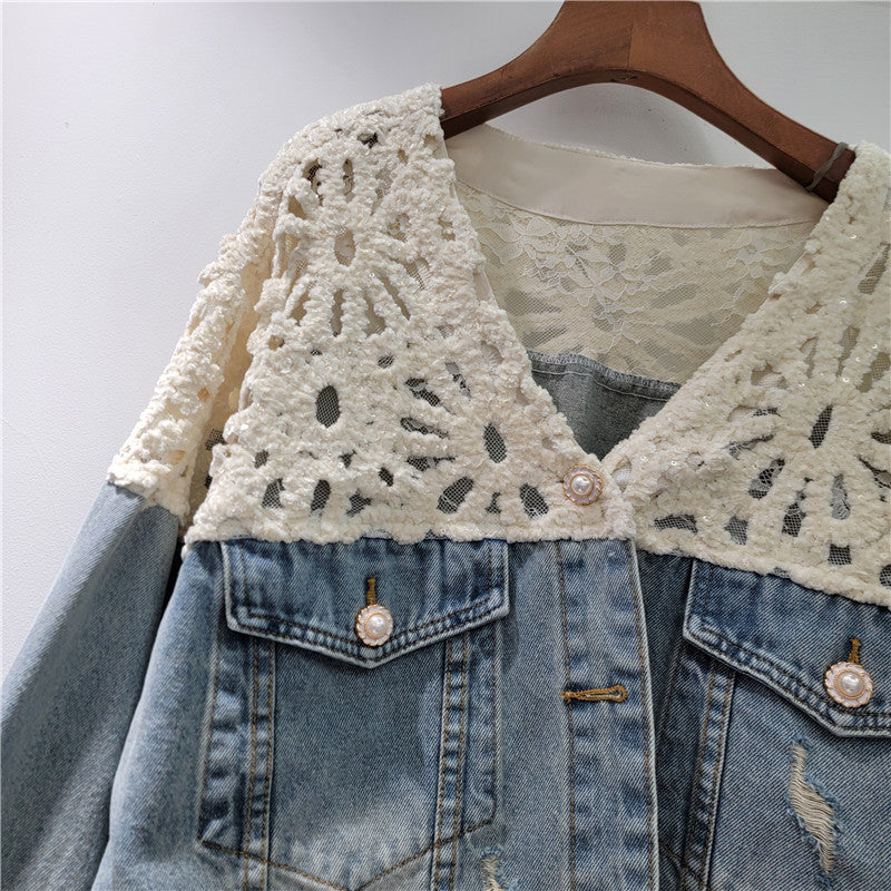 Denim Lace Short Jacket