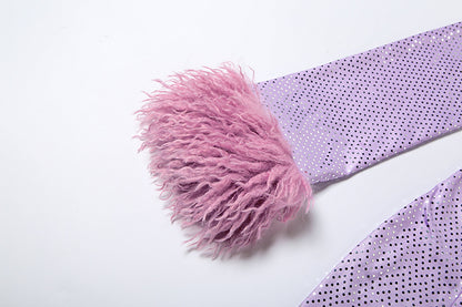 V Collar Long Sleeve Dress