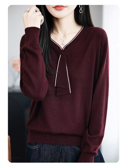 V Collar Knitted Top