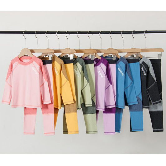 P children's long johns and long johns double-sided velvet boys and girls velvet pajamas autumn and winter teenagers antibacterial thermal underwear set