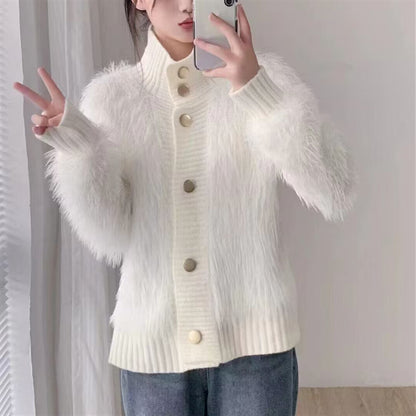 A Imitation Mink Velvet Stand Collar Sweater for Women