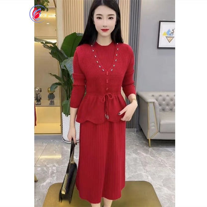 P vest knitted dress two-piece set