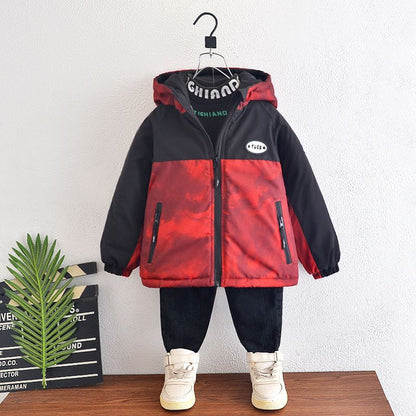P 4 Fleece Thickened Jacket Medium and Older Boys Pie Overcome Winter