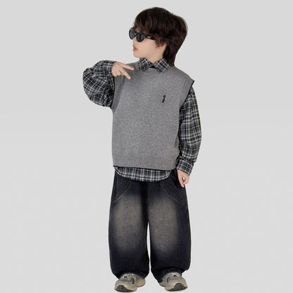 A Boys Autumn Children's Academy Set Three-piece Set (6-12 years old)