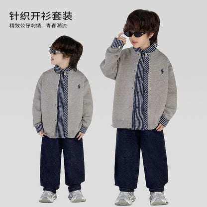 A Boys Autumn Children's Academy Set Three-piece Set (6-12 years old)