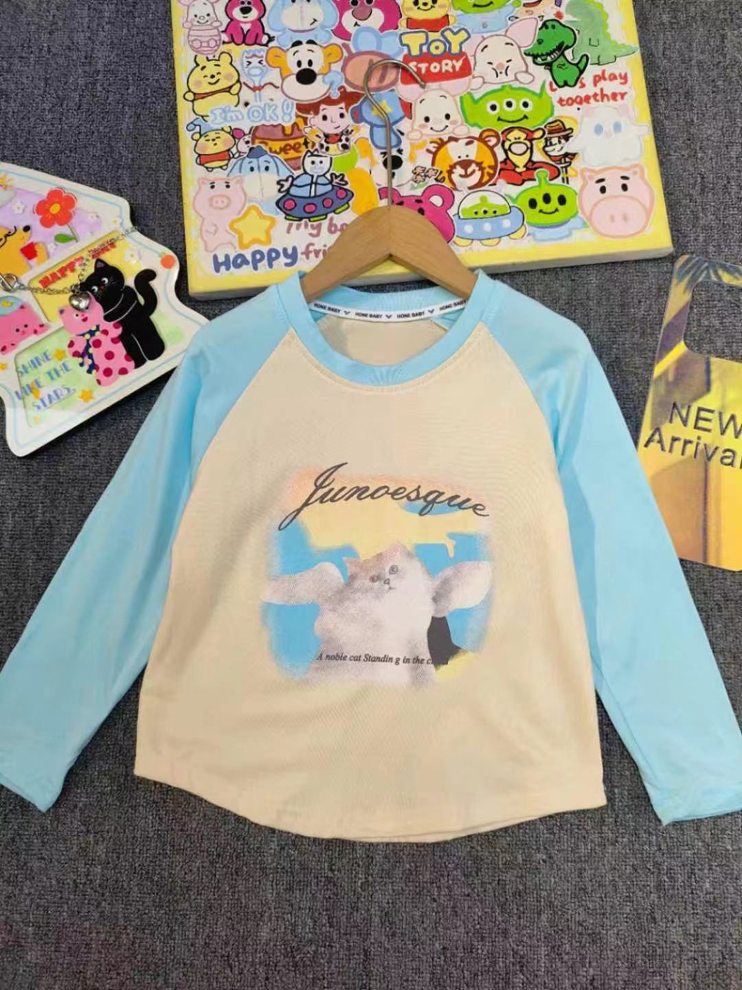 B3-M30  Girls Spring and Autumn cotton New Retro Printed Long Rough Sleeve T-Shirt - Mixbatch