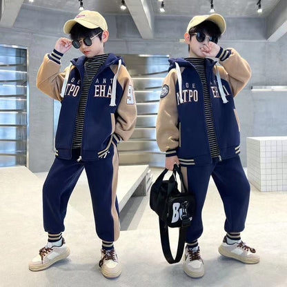 P new children's middle-aged and older children's sports Korean version is handsome and foreign, and the spring two-piece set is trendy.