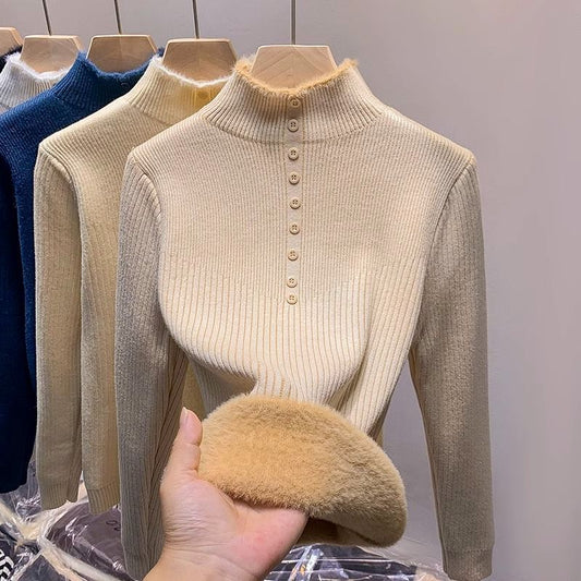 P Semi-turtleneck Knitted Top