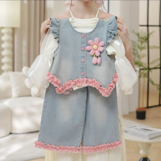 P children's denim suit