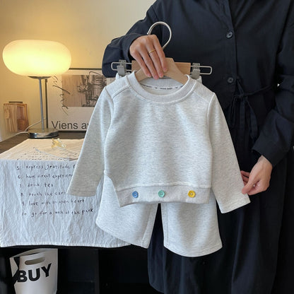 P girls' suit autumn clothes new foreign casual children's clothing medium and older children's girls' sports sweater two-piece set popular