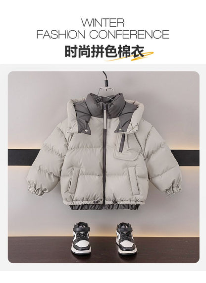 A cotton-padded jacket winter leave-in boys medium and older children thickened cotton-padded jacket