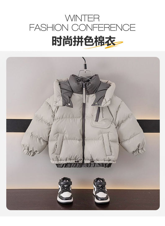 A cotton-padded jacket winter leave-in boys medium and older children thickened cotton-padded jacket