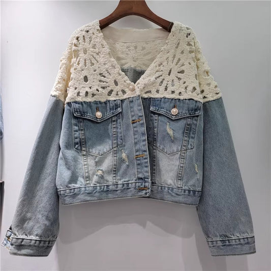 Denim Lace Short Jacket