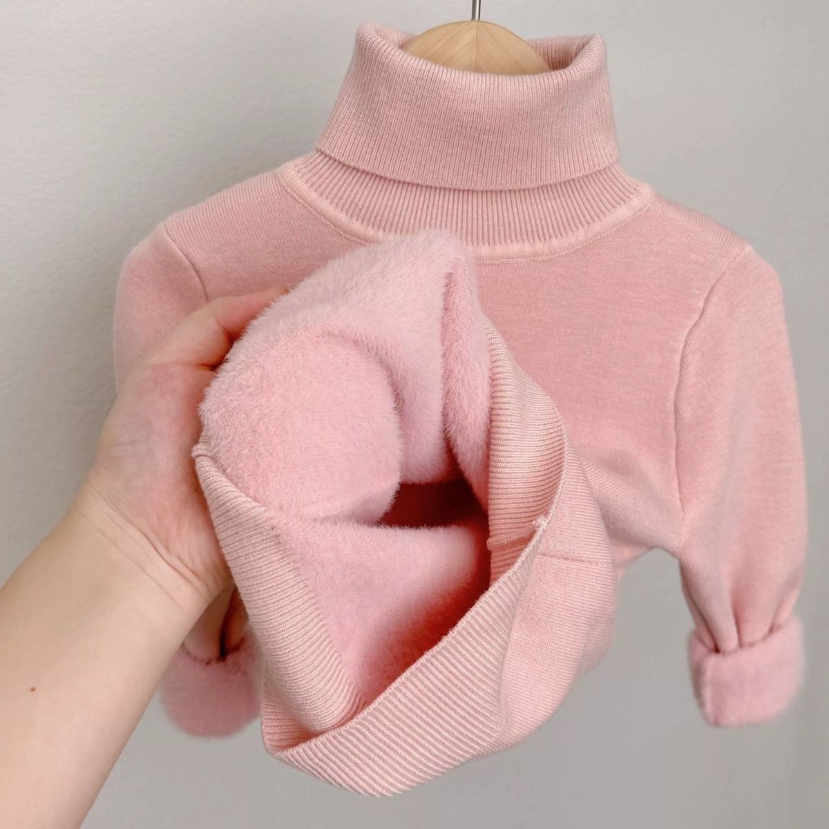 P Children's fleece turtleneck knitted sweater