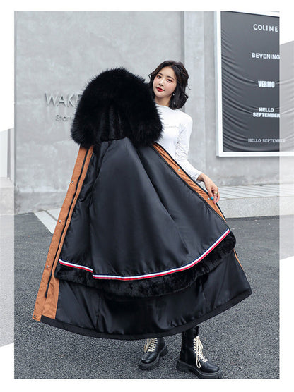 Dh-001Women's warm fur collar coat, detachable, suitable for winter spring Random collar colour - Mixbatch