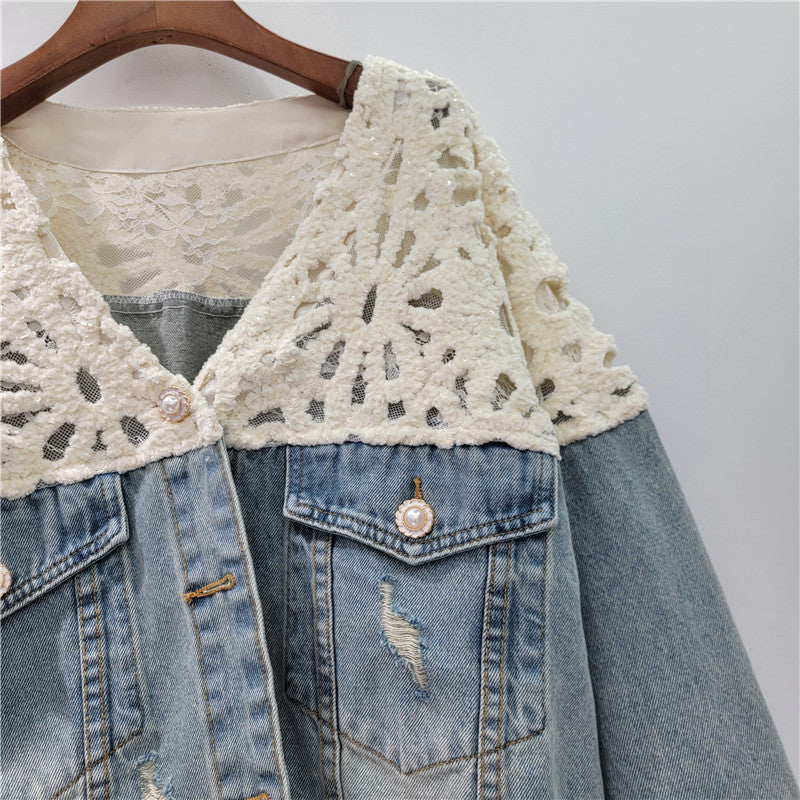 Denim Lace Short Jacket