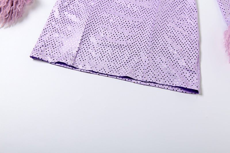 V Collar Long Sleeve Dress