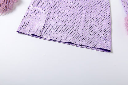 V Collar Long Sleeve Dress