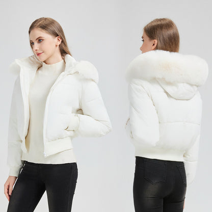 Women's Short Coat with Fur Collar