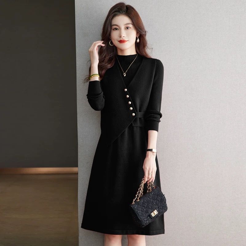 P vest knitted dress two-piece set
