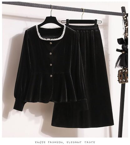 P autumn and winter top and skirt two-piece set