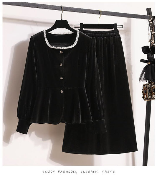 P autumn and winter top and skirt two-piece set