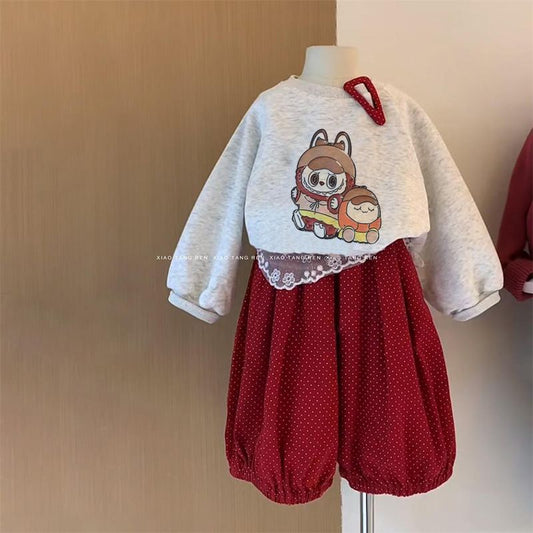 P children's long-sleeved sweater pants set