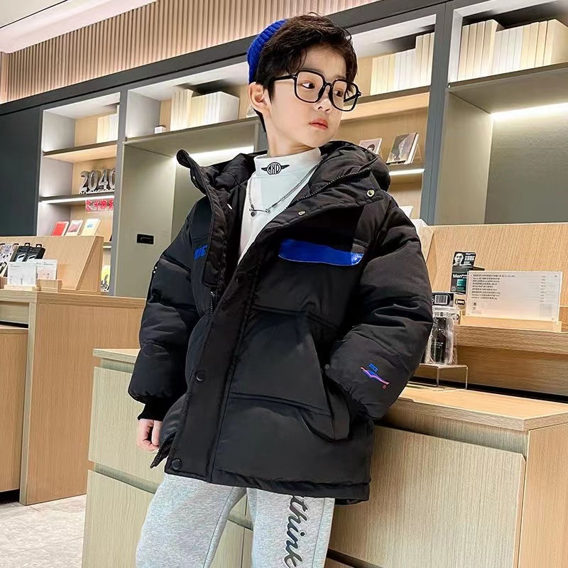 A children medium and older children thickened jacket winter boy Korean version of foreign style tide brand