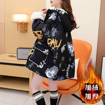 Fleece-Lined Thickened Two-Way Lamb Wool Cardigan Coat for Women