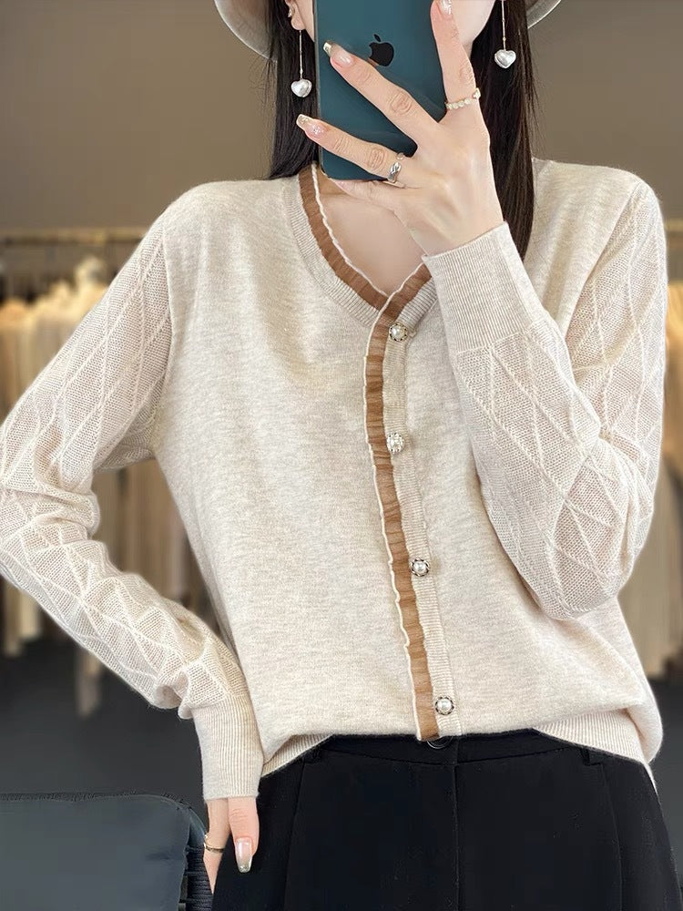 V Collared Lace Blouse