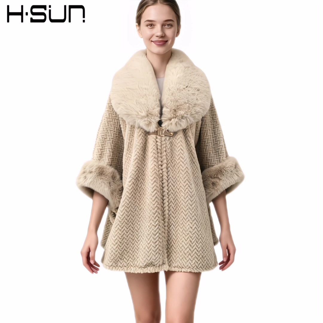Fur Collar Shawl Coat