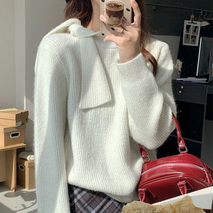 P crew neck knit sweater