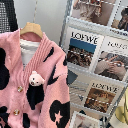 A knit sweater jacket