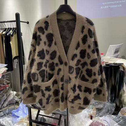 A leopard print jacket sweater