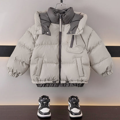 A cotton-padded jacket winter leave-in boys medium and older children thickened cotton-padded jacket