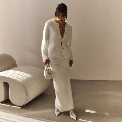 Plush Long Dress Set