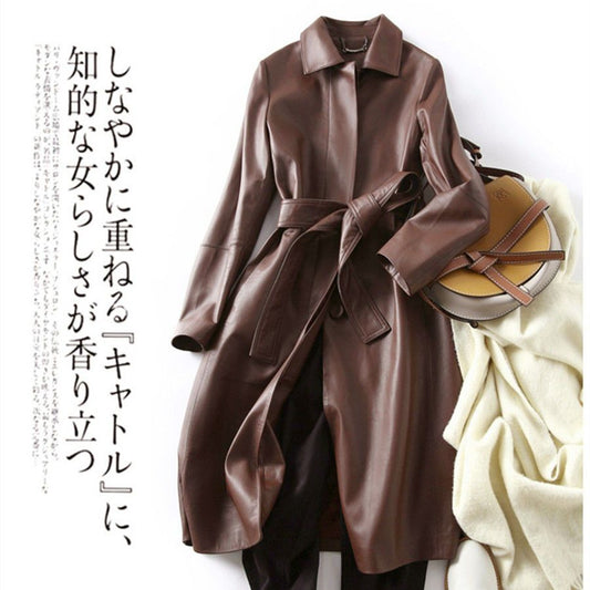 P trench coat leather coat