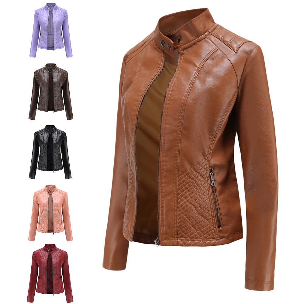 A women's leather jacket
