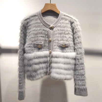 A fur collar shoulder top