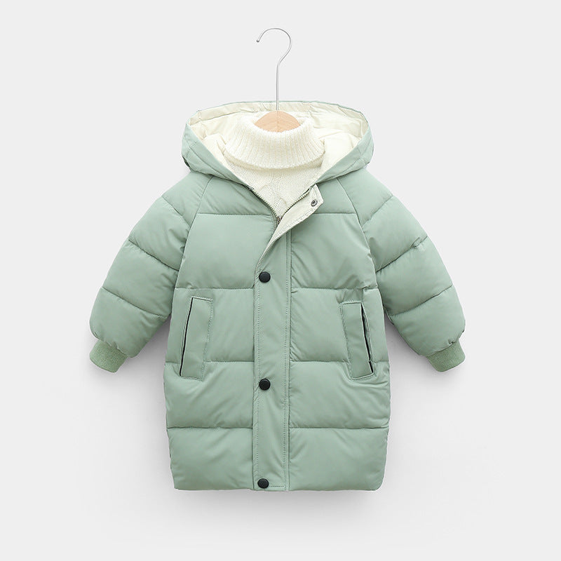 A Autumn and winter thickened children's down cotton clothes short boys and girls medium children Korean version hooded jacket