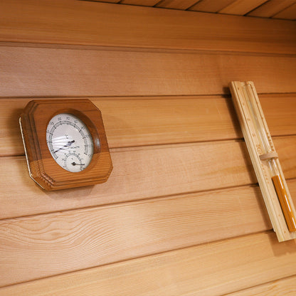 A indoor wood sauna
