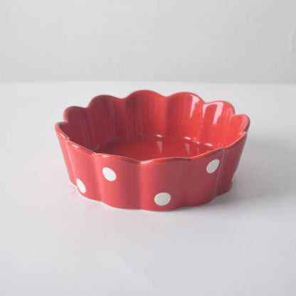 A polka dot ceramic bowl