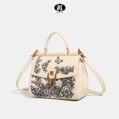 A high-end cross-border fashion embroidered handbag women's new versatile foreign trade lock single shoulder messenger bag