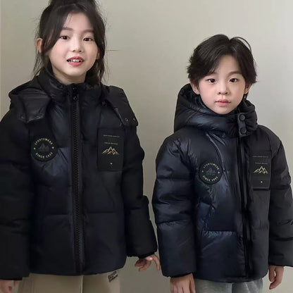 A children's down cotton clothes boys and girls thickened warm winter black gold neutral cotton clothes children's clothes jacket cold