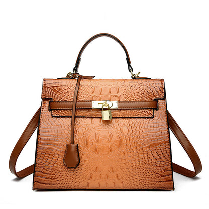 A new crocodile pattern platinum women's bag fashion handbag shoulder bag Kelly bag messenger bag